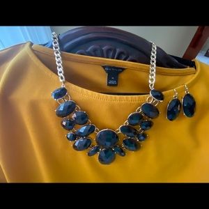 Black stone necklace/earrings set